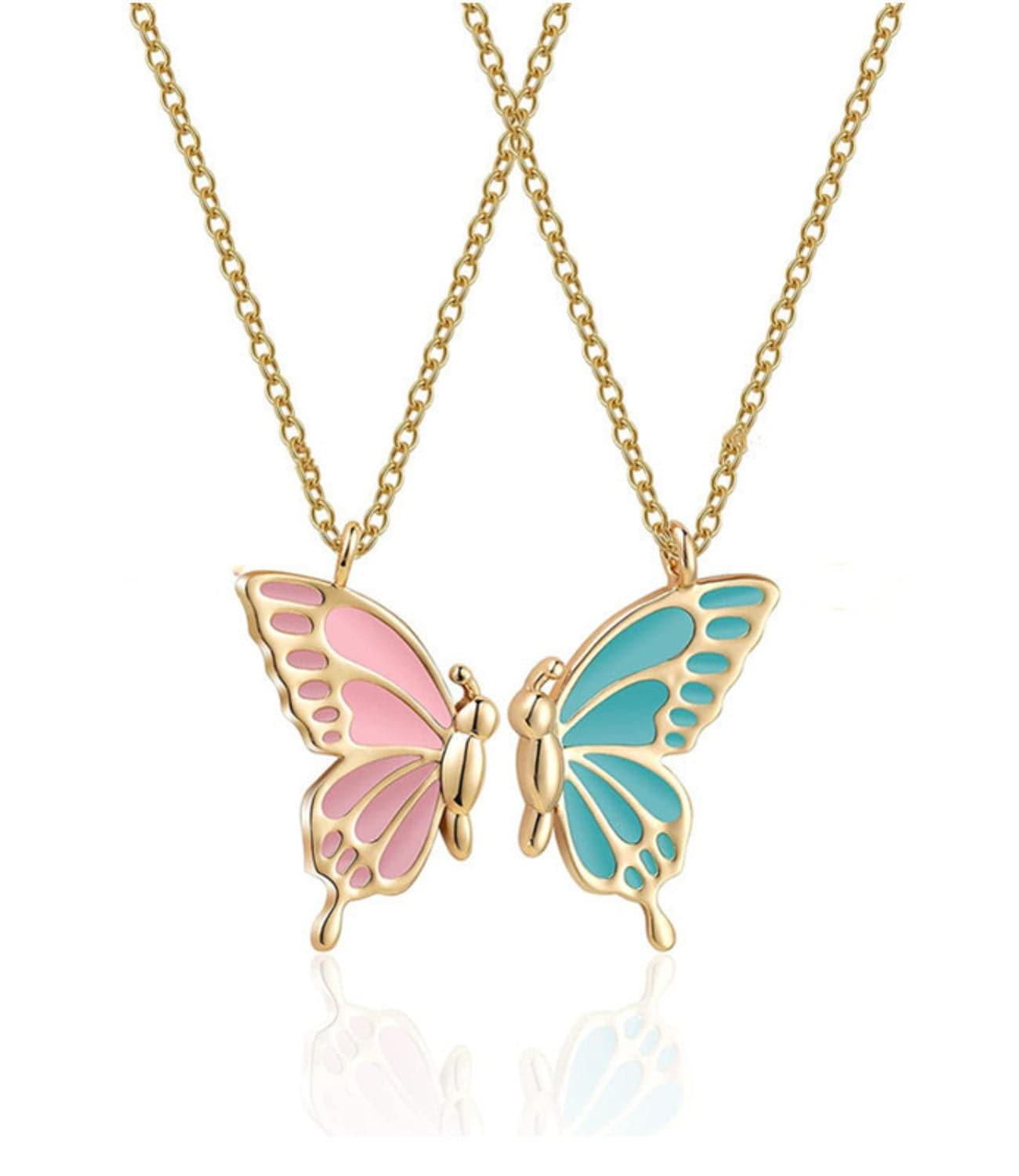 Golden chain butterfly necklace showcased.