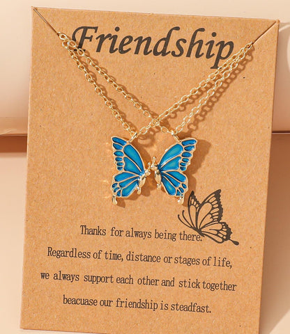 Blue butterfly on friendship card with friendship-related text.