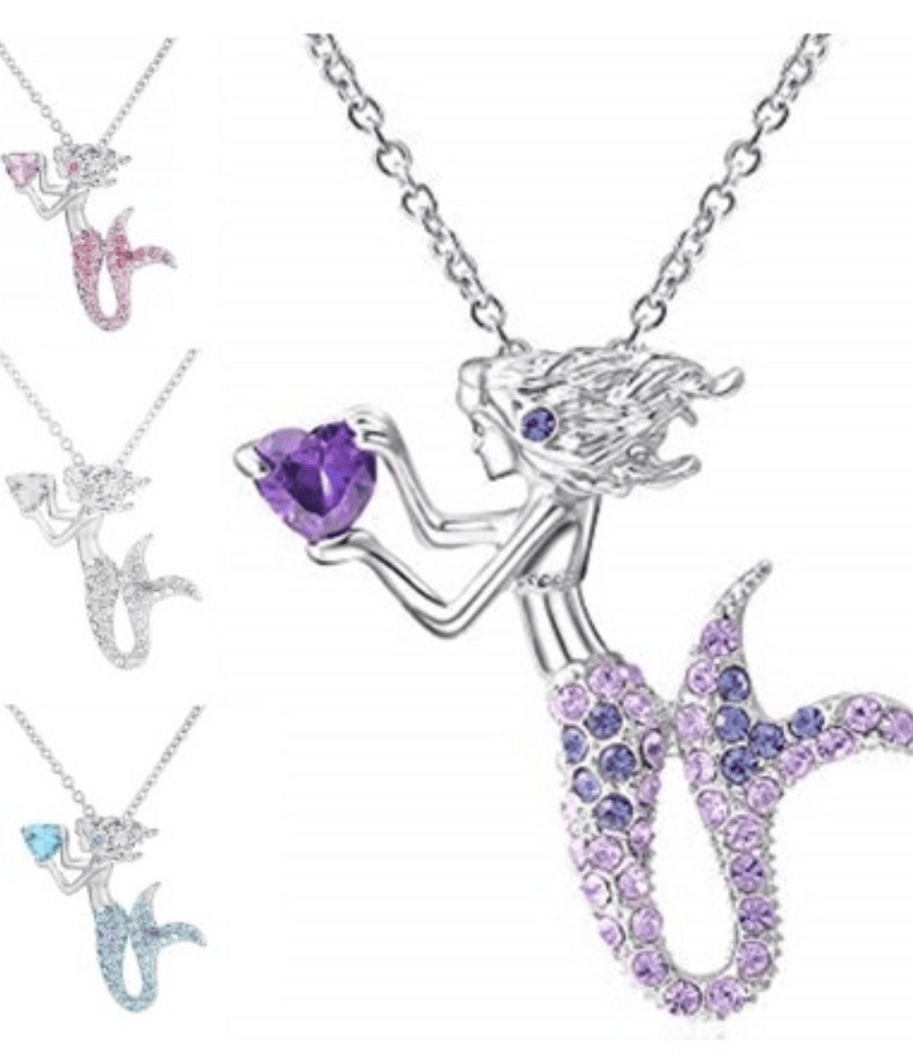 Diverse collection of mermaid necklaces in various colors, perfect for every style. 🌈🧜‍♀️