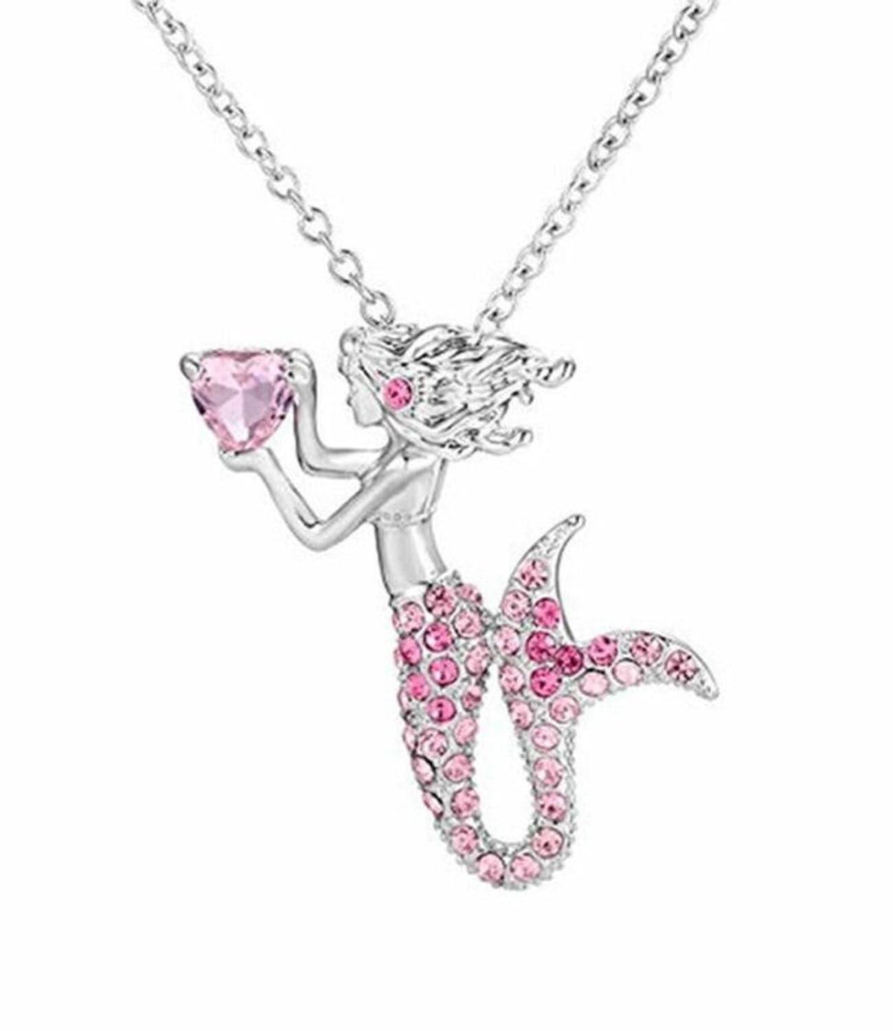 Elegant mermaid necklace in pink, a delightful gift for any occasion. 💕🧜‍♀️